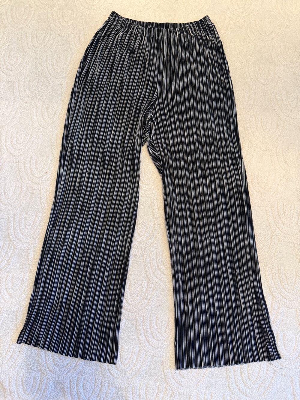 ERIC Signature Black & White Striped Wide-Leg Pants